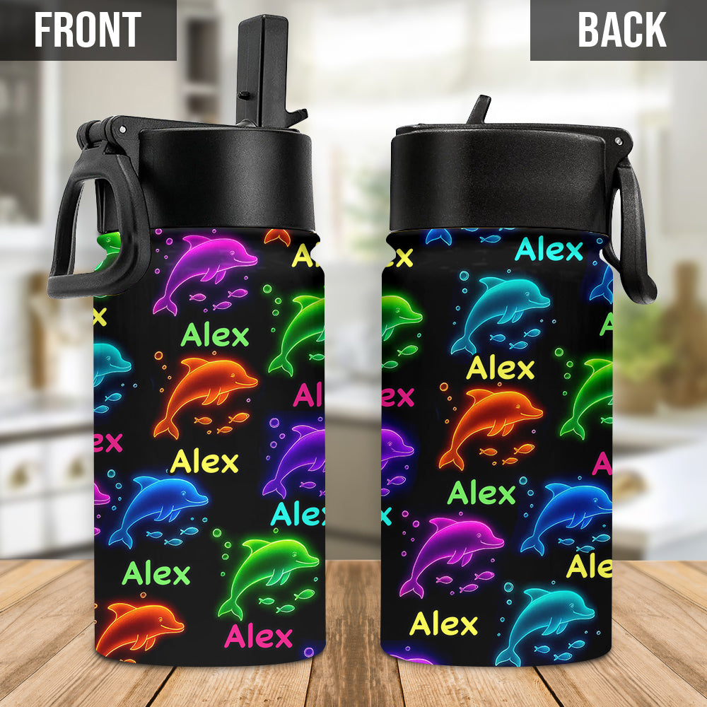 Glowing Sea Creatures - Personalized Sea Lover Kids Water Bottle