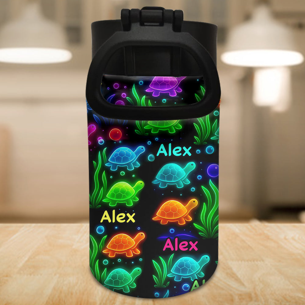Glowing Sea Creatures - Personalized Sea Lover Kids Water Bottle