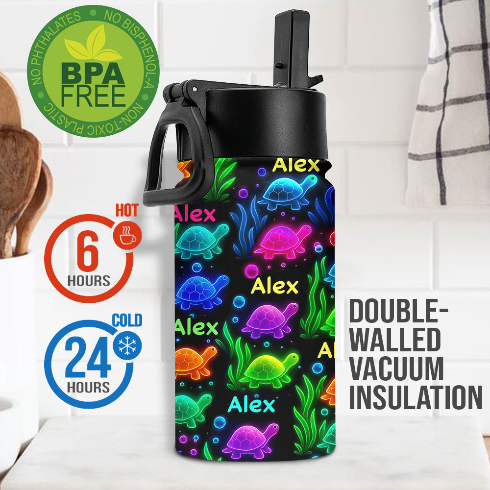 Glowing Sea Creatures - Personalized Sea Lover Kids Water Bottle
