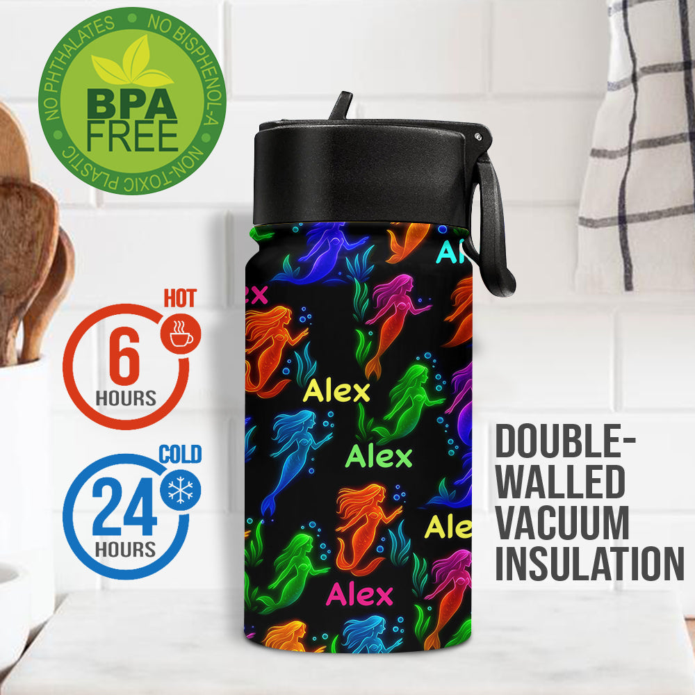 Glowing Sea Creatures - Personalized Sea Lover Kids Water Bottle