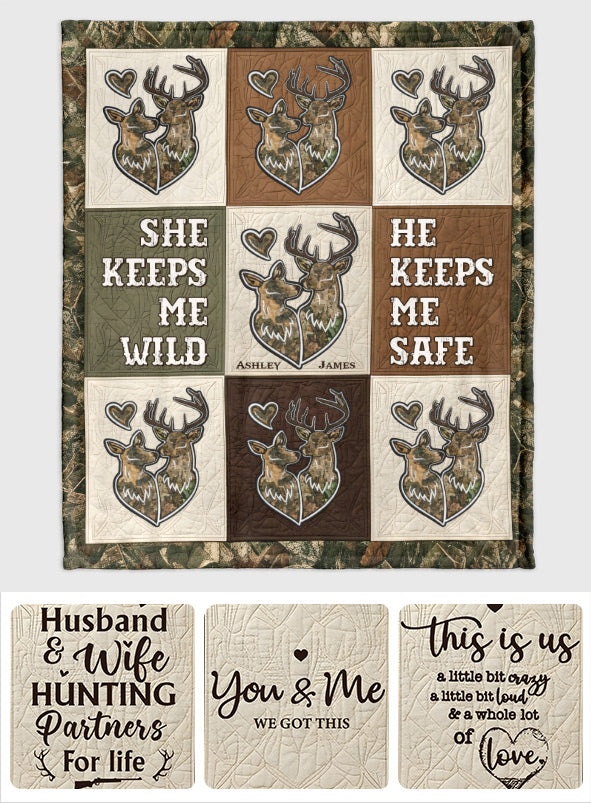 Couple de chasseurs - Couverture de chasse personnalisée