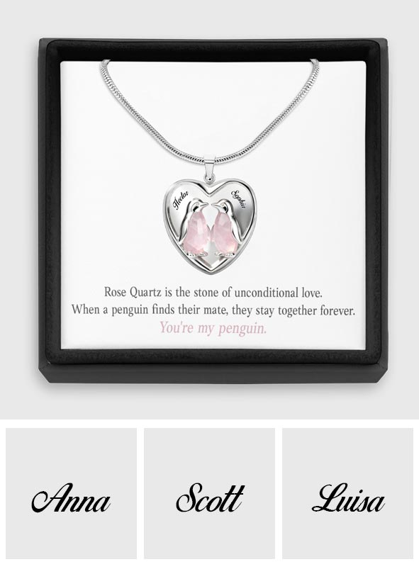 Cadeau pour elle, cadeau de Saint-Valentin, tu es mon pingouin - Collier pendentif cœur personnalisé pour couple