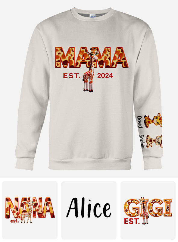 Mama Giraffe - Personalized Mother All Over Shirt