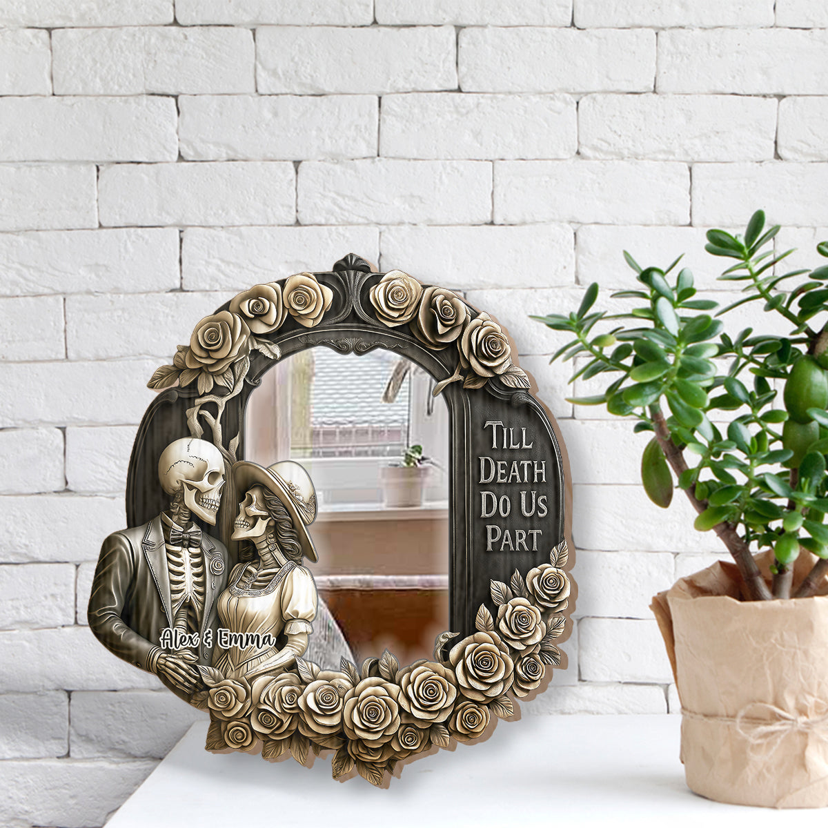 Til Death Do Us Part - Personalized Skull Wall Hanging Mirror