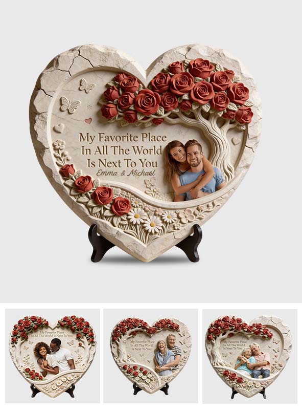 My Favorite Place Is Next To You - Personalized Couple Heart Shaped Stone
