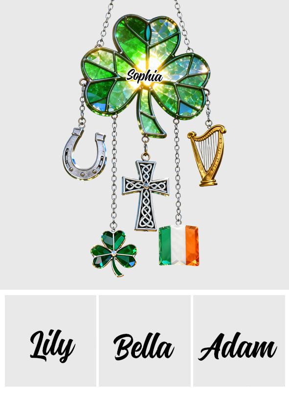 Lucky St. Patrick's Day - Personalized Irish Window Hanging Suncatcher With Custom Charms