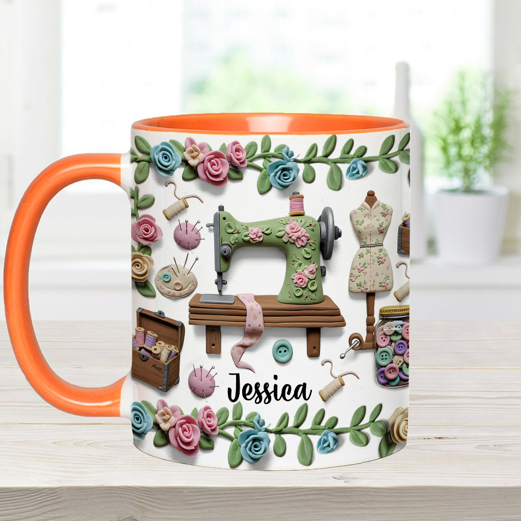 Just A Girl Who Loves Sewing - Personalized Sewing Accent Mug