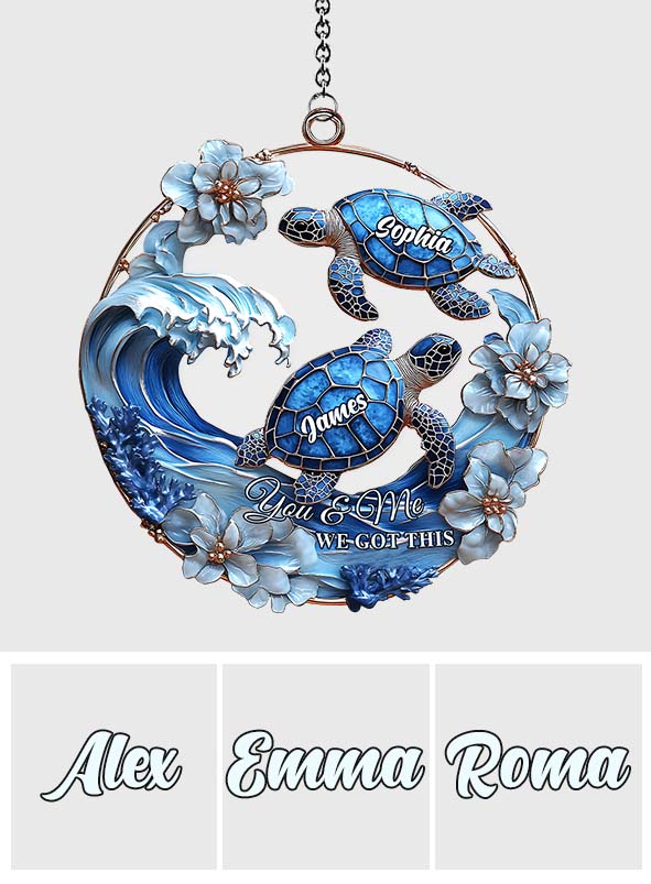 Toi et moi, on gère ! - Attrape-soleil tortue personnalisé à suspendre à la fenêtre