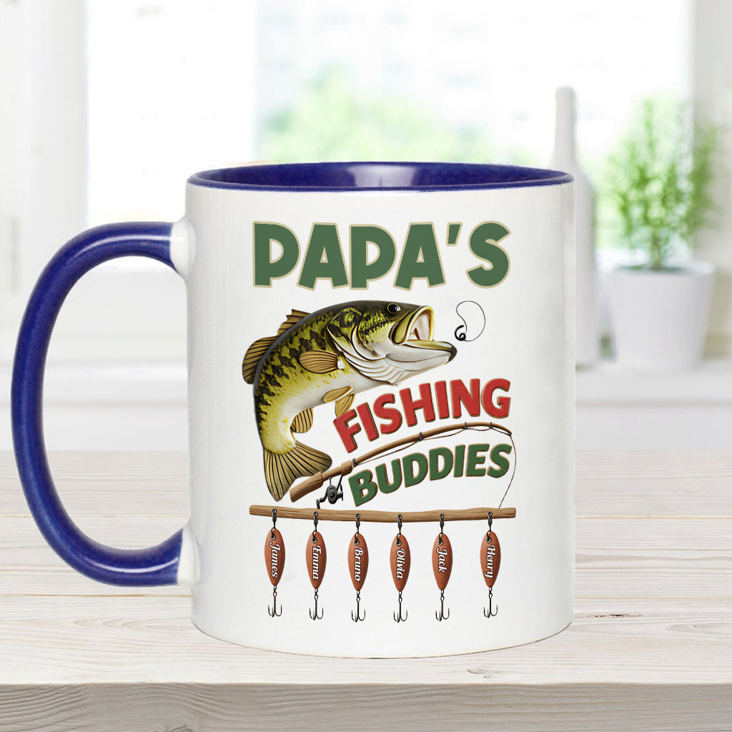 Papa Fishing Buddies - Personalized Fishing Accent Mug