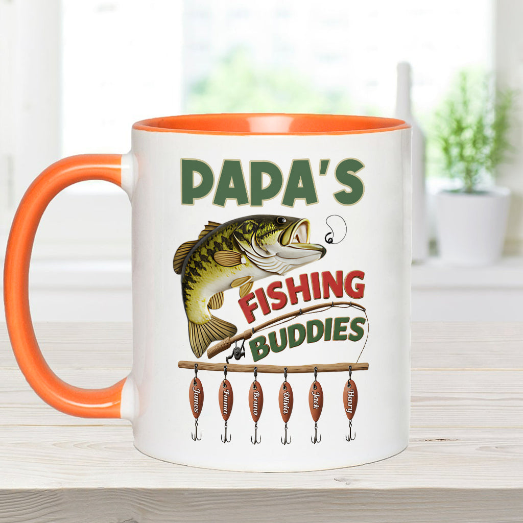 Papa Fishing Buddies - Personalized Fishing Accent Mug