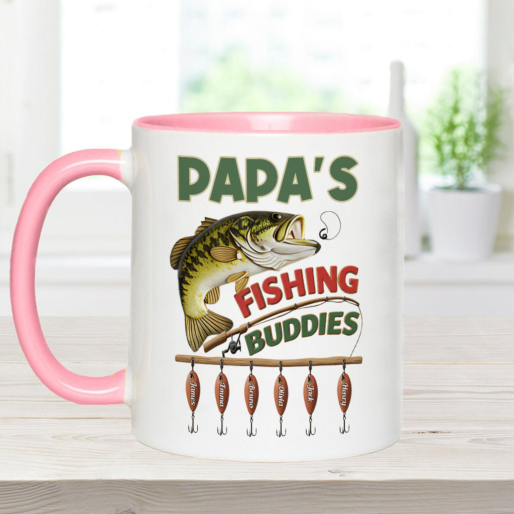 Papa Fishing Buddies - Personalized Fishing Accent Mug