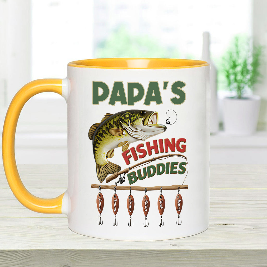Papa Fishing Buddies - Personalized Fishing Accent Mug