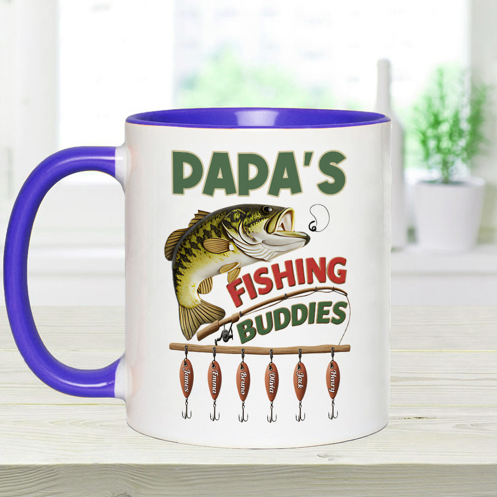 Papa Fishing Buddies - Personalized Fishing Accent Mug