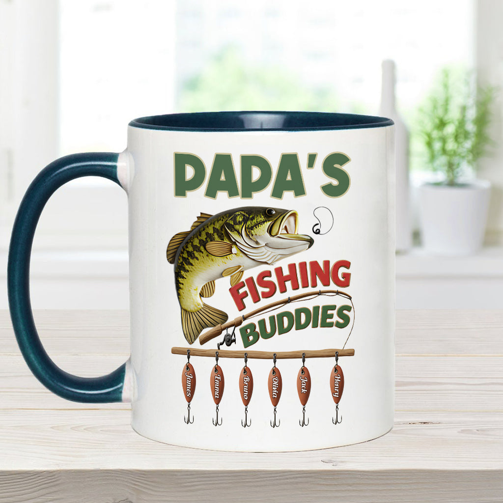 Papa Fishing Buddies - Personalized Fishing Accent Mug