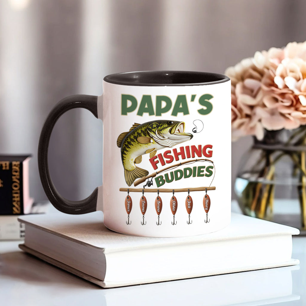 Papa Fishing Buddies - Personalized Fishing Accent Mug