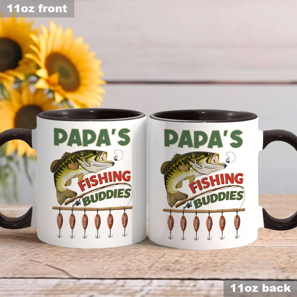 Papa Fishing Buddies - Personalized Fishing Accent Mug