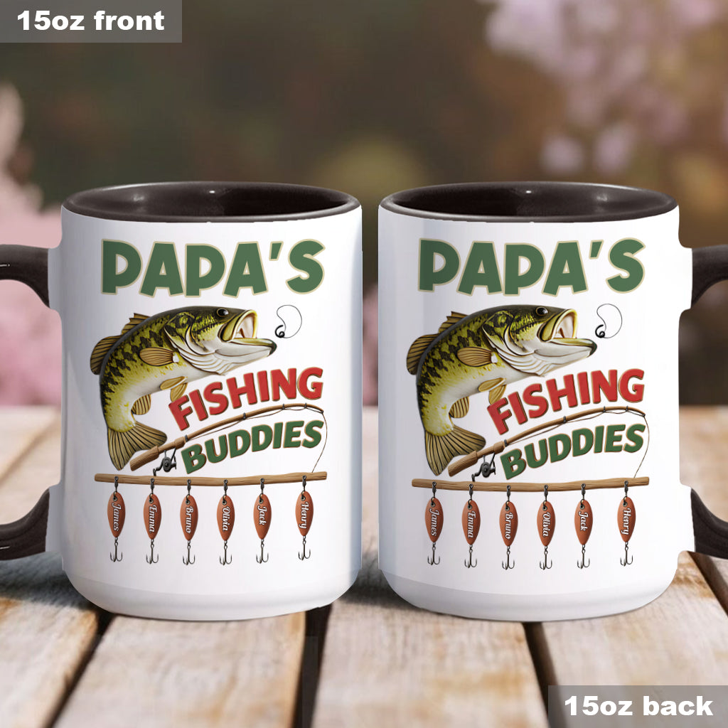 Papa Fishing Buddies - Personalized Fishing Accent Mug