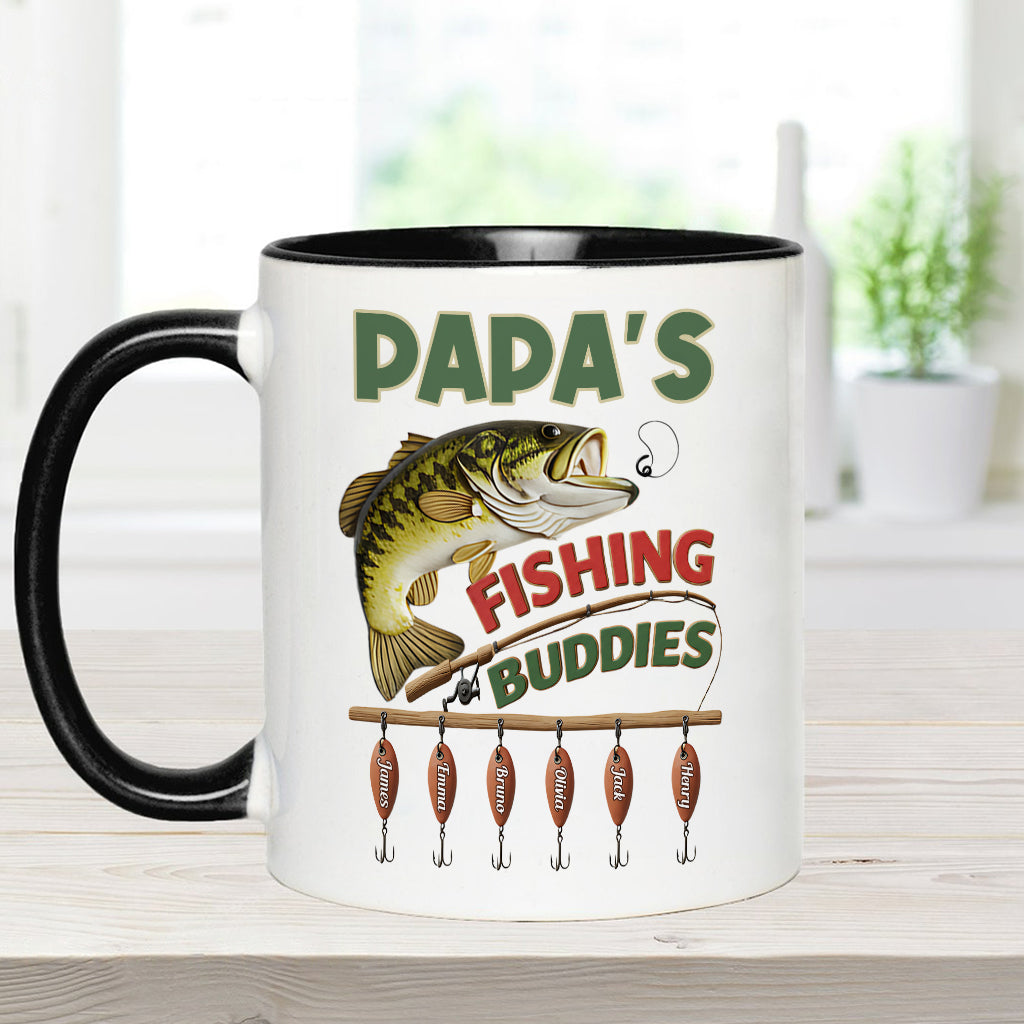 Papa Fishing Buddies - Personalized Fishing Accent Mug