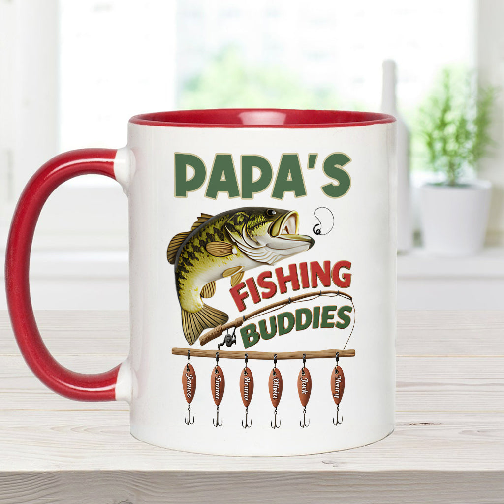 Papa Fishing Buddies - Personalized Fishing Accent Mug