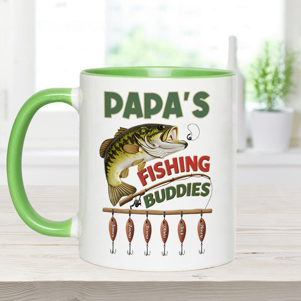 Papa Fishing Buddies - Personalized Fishing Accent Mug