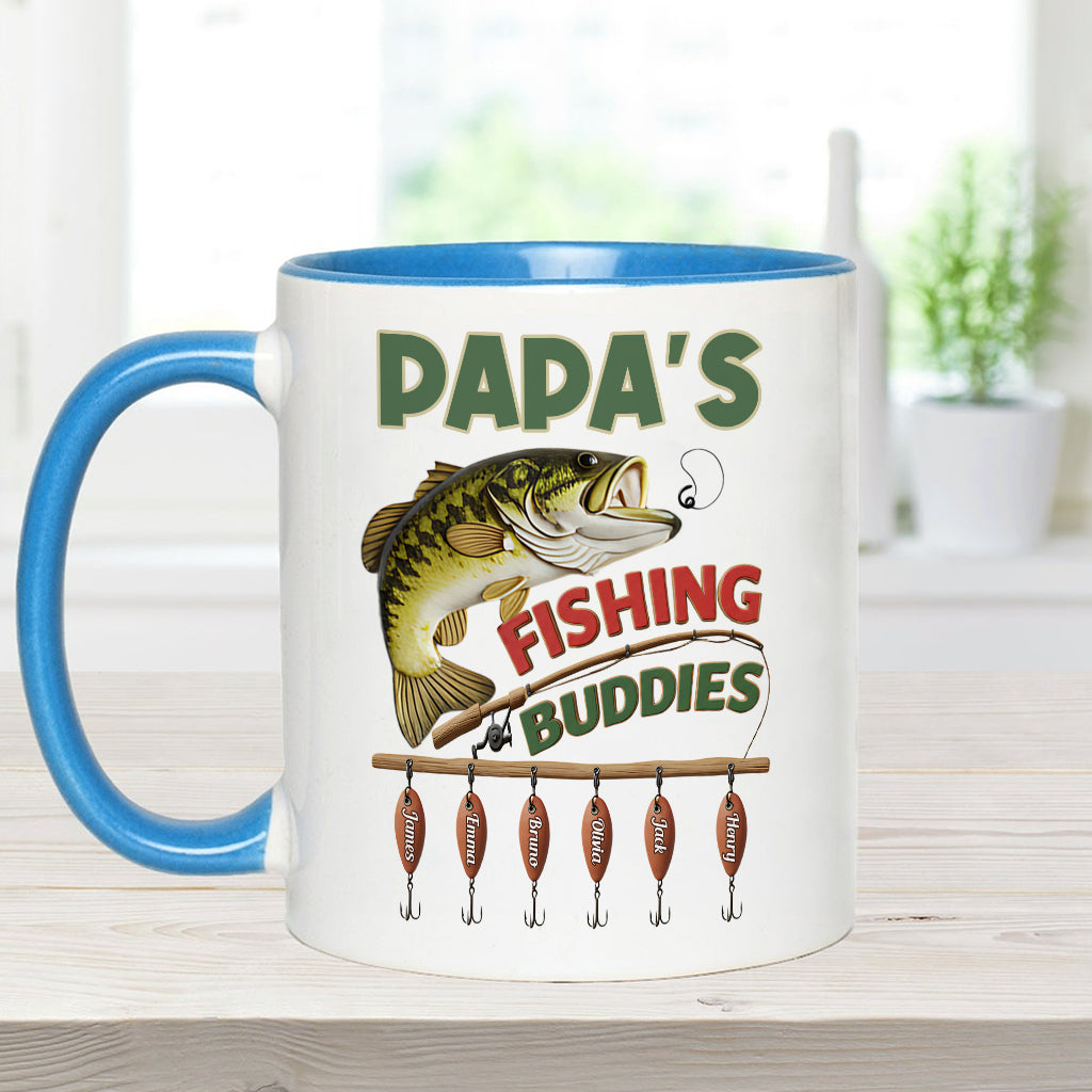 Papa Fishing Buddies - Personalized Fishing Accent Mug