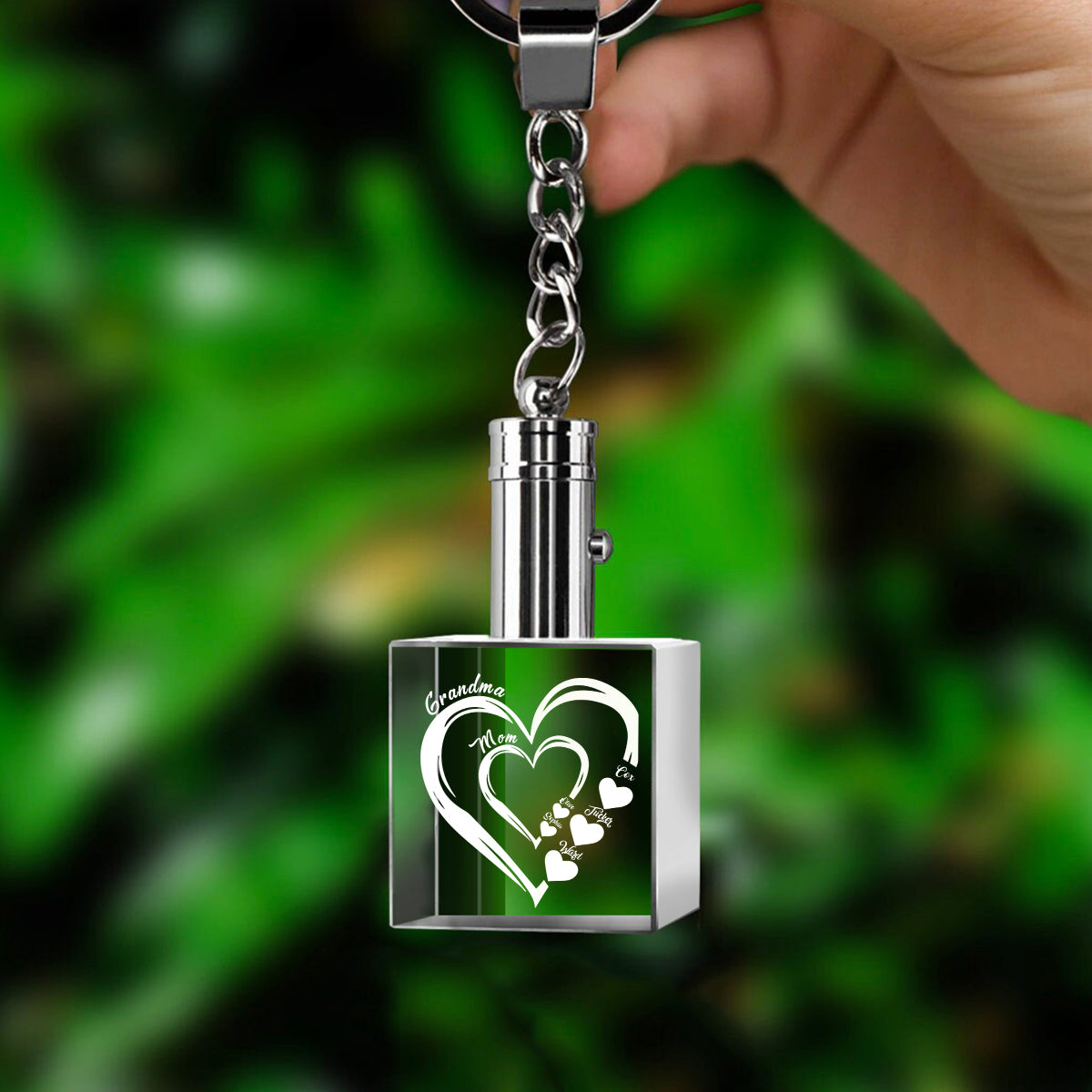 First Mom Now Grandma - Personalized Grandma LED Light Crystal Keychain