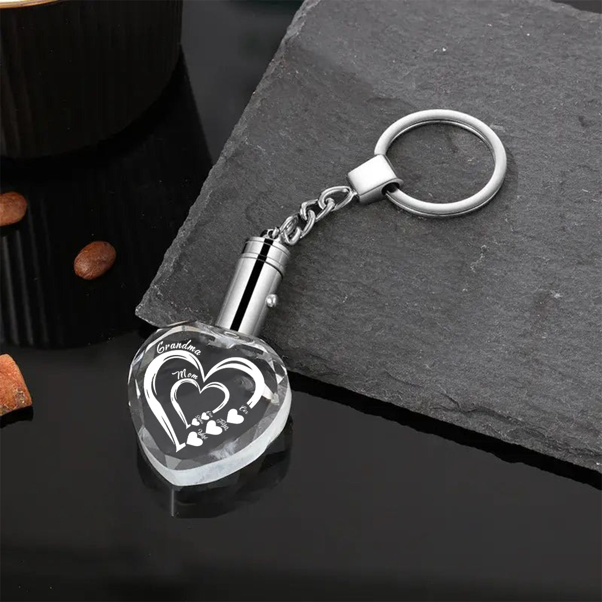 First Mom Now Grandma - Personalized Grandma LED Light Crystal Keychain
