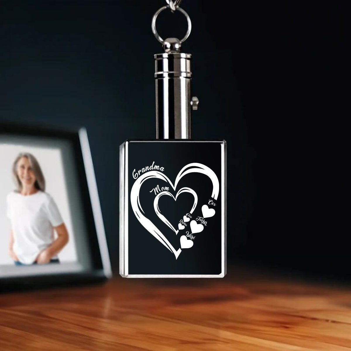 First Mom Now Grandma - Personalized Grandma LED Light Crystal Keychain
