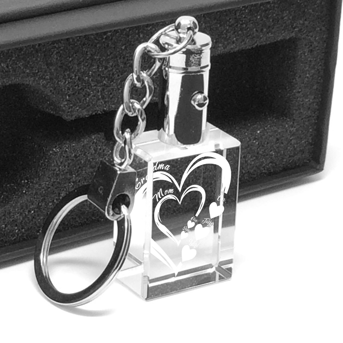 First Mom Now Grandma - Personalized Grandma LED Light Crystal Keychain