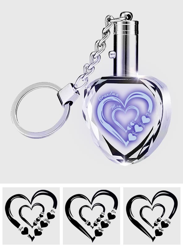 First Mom Now Grandma - Personalized Grandma LED Light Crystal Keychain