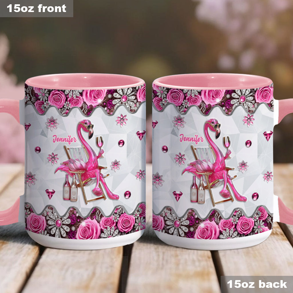 Be a Flamingo In a Flock of Pigeons - Personalized Flamingo Accent Mug