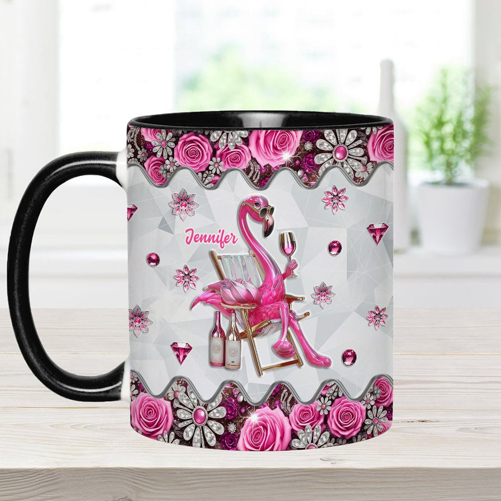 Be a Flamingo In a Flock of Pigeons - Personalized Flamingo Accent Mug