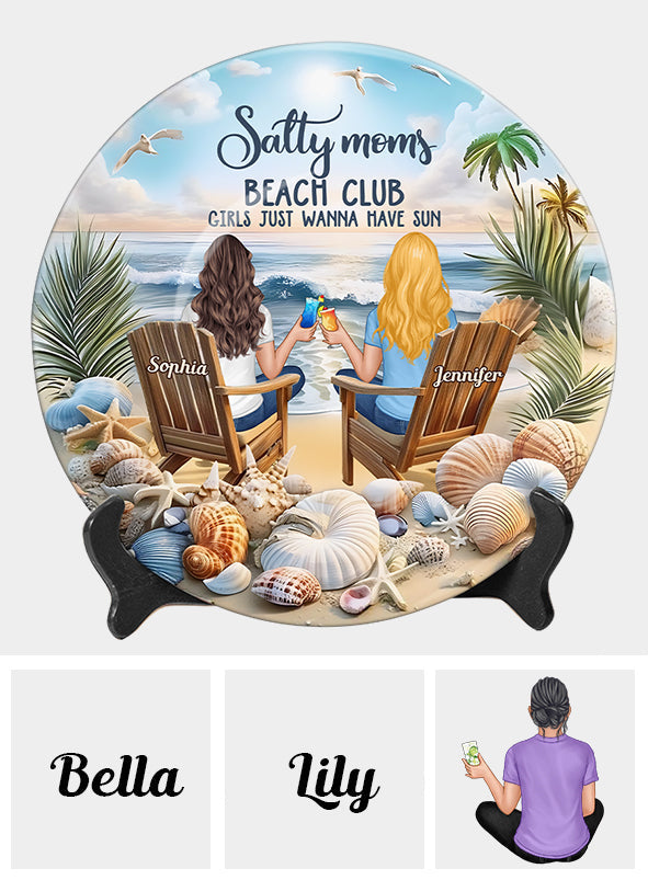 Salty Moms Beach Club - Personalized Mother Ceramic Round Plate