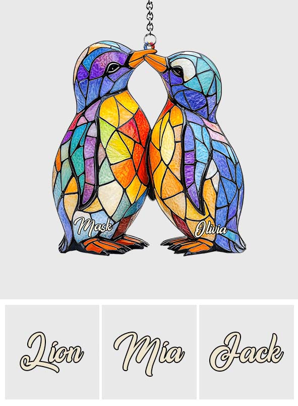 Tu es mon pingouin - Ornement attrape-soleil personnalisé pour fenêtre, idéal pour les amoureux des pingouins