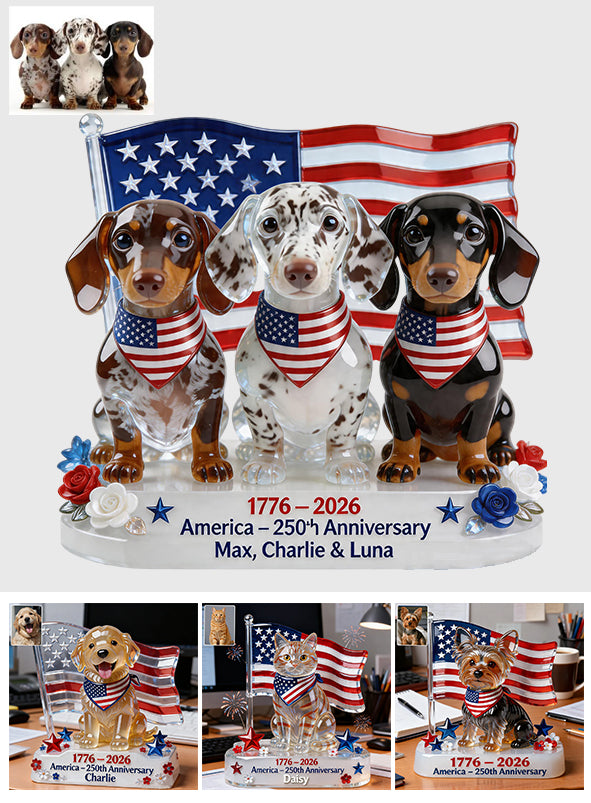 USA 250. Jubiläum - Personalisierte Hundeschild aus Acryl