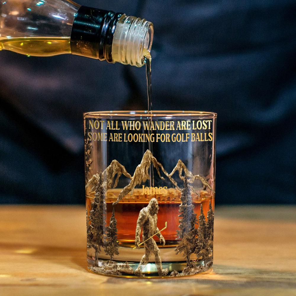 Looking For Golf Balls - Personalized Golf Whiskey Glass