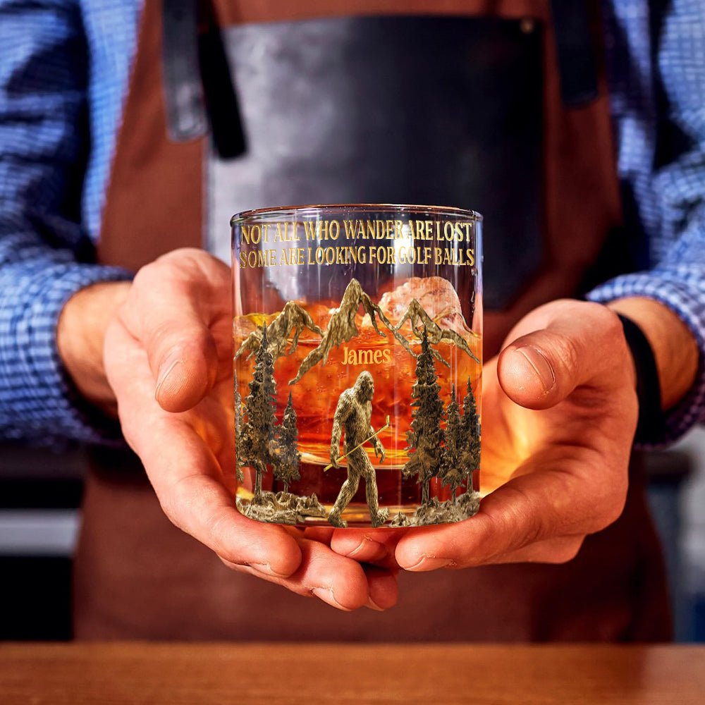 Looking For Golf Balls - Personalized Golf Whiskey Glass