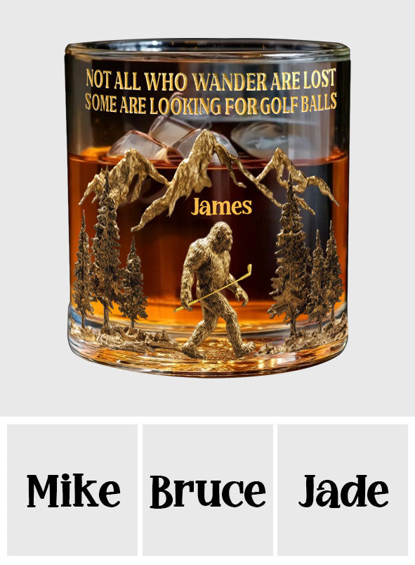 Looking For Golf Balls - Personalized Golf Whiskey Glass