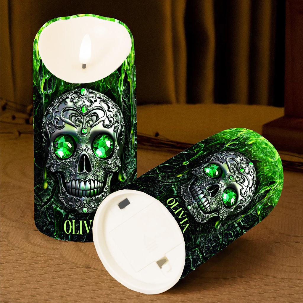 Spooky Season - Personalized Skull Flameless Candle