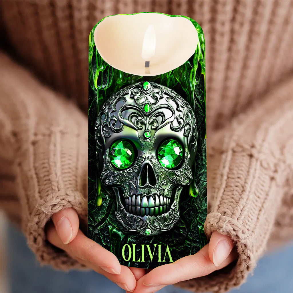 Spooky Season - Personalized Skull Flameless Candle
