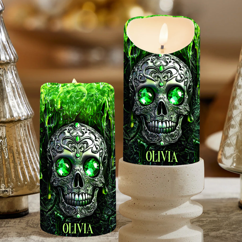 Spooky Season - Personalized Skull Flameless Candle