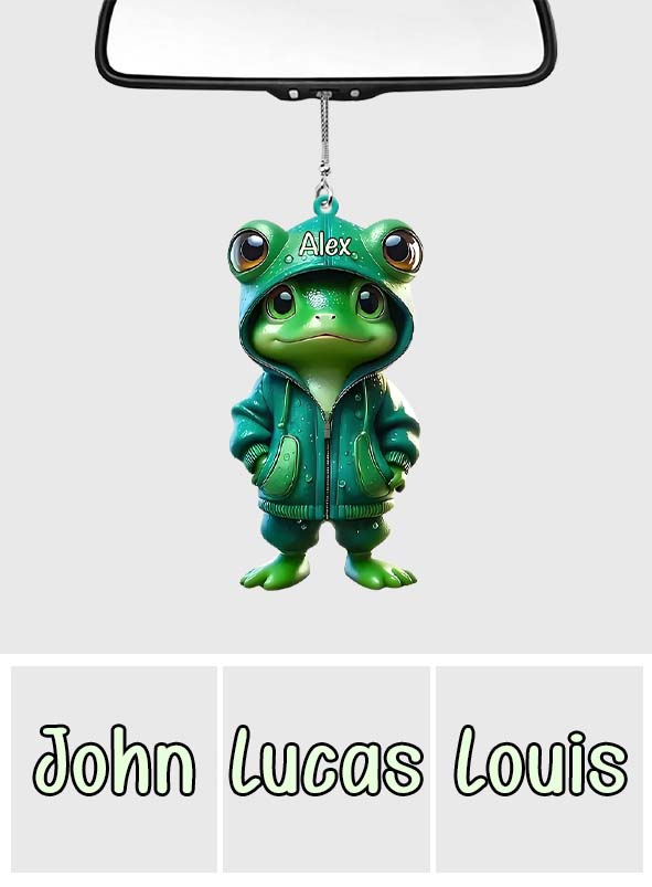 Niedlicher grüner Frosch – Personalisierter Frosch-Autoanhänger