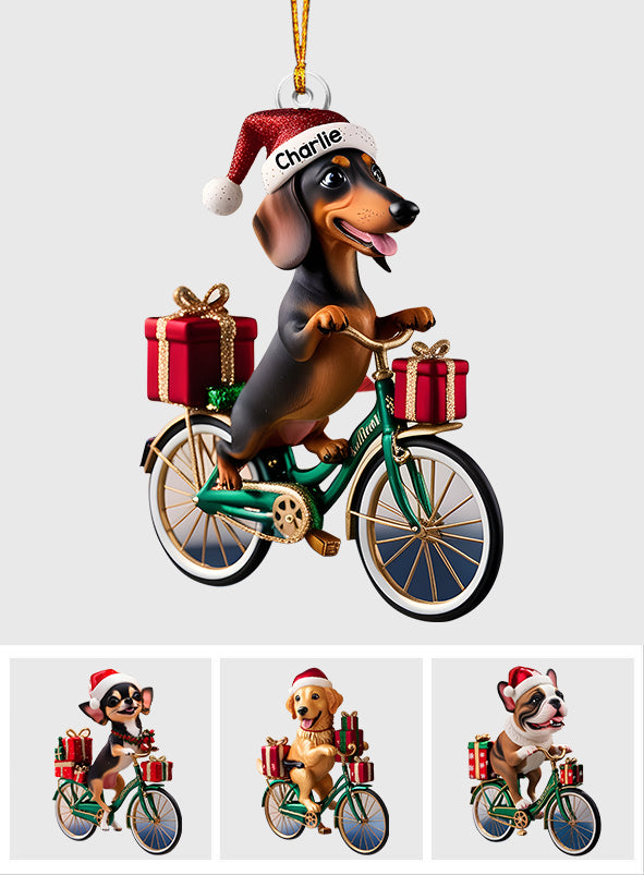 Hund fährt Fahrrad – Personalisierter transparenter Hundeanhänger