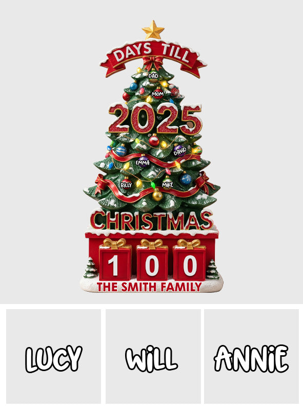Compte à rebours de Noël - Plaque familiale interchangeable personnalisée