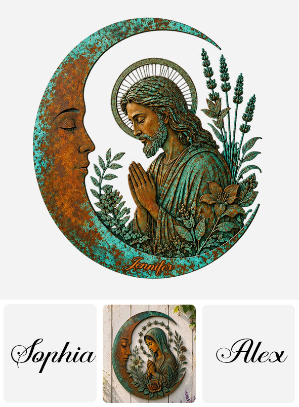 Lune Croissante Jésus - Plaque Métallique Chrétienne Personnalisée