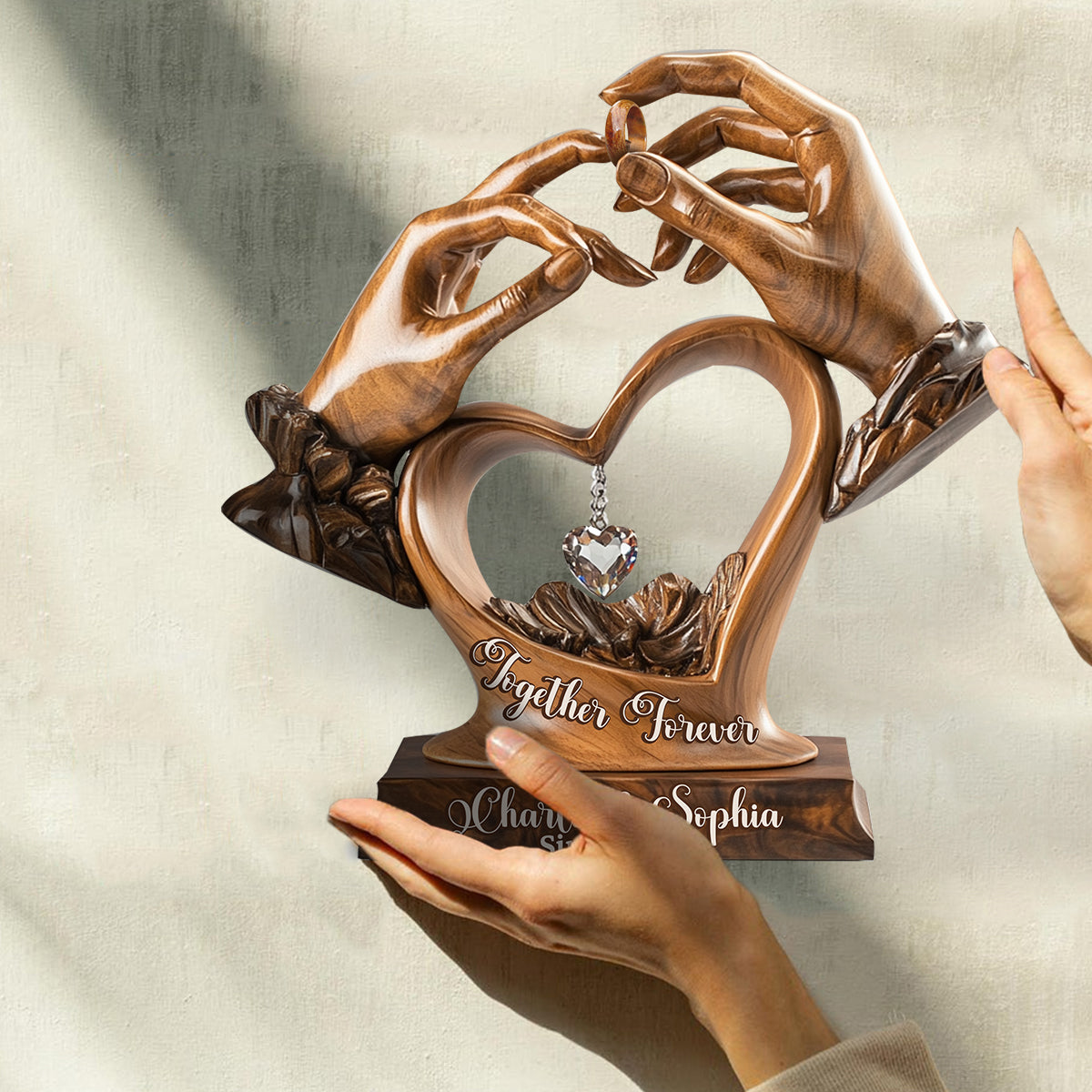 Engagement Wedding Anniversary - Personalized Couple Custom Shaped Wood Plaque