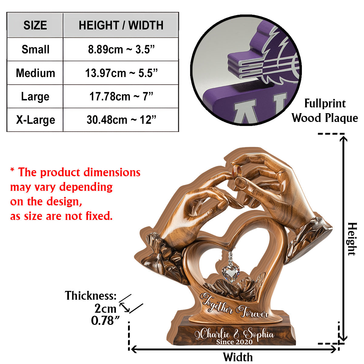 Engagement Wedding Anniversary - Personalized Couple Custom Shaped Wood Plaque