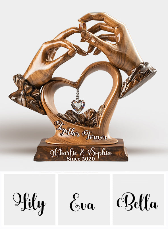 Engagement Wedding Anniversary - Personalized Couple Custom Shaped Wood Plaque