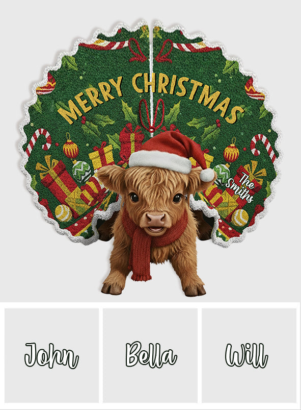Joyeux Noël - Jupe de sapin personnalisée en forme de vache des Highlands
