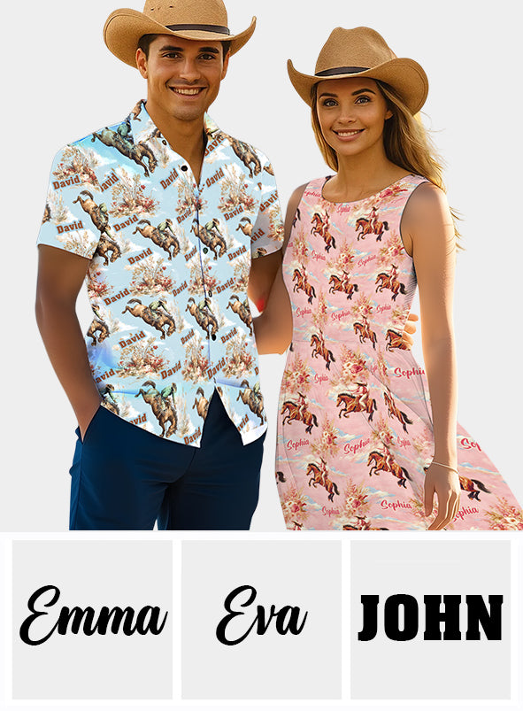 Toi et moi, on gère ! - Chemise hawaïenne et robe sans manches personnalisées style campagnard